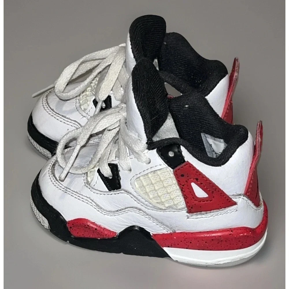 Nike Air Jordan 4 Retro TD Fire Red Toddler Baby Sneakers Size 4C